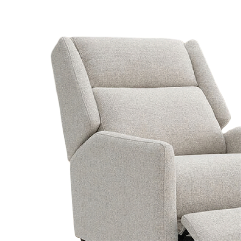 Cien Pushback Recliner Chair with High Back and Tapered Legs- Beige Fabric