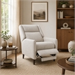 Cien Pushback Recliner Chair with High Back and Tapered Legs- Beige Fabric