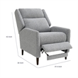 Cien Pushback Recliner Chair with High Back and Tapered Legs- Gray Fabric