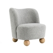 Dave Armless Accent Chair with Wooden Ball Feet- Gray Boucle Fabric