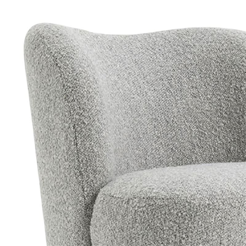Dave Armless Accent Chair with Wooden Ball Feet- Gray Boucle Fabric