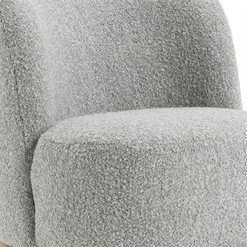 Dave Armless Accent Chair with Wooden Ball Feet- Gray Boucle Fabric