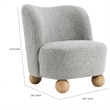 Dave Armless Accent Chair with Wooden Ball Feet- Gray Boucle Fabric