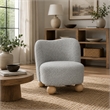 Dave Armless Accent Chair with Wooden Ball Feet- Gray Boucle Fabric