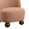 Dave Armless Accent Chair with Wooden Ball Feet- Pink Boucle Fabric