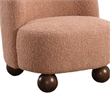 Dave Armless Accent Chair with Wooden Ball Feet- Pink Boucle Fabric