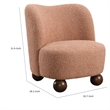 Dave Armless Accent Chair with Wooden Ball Feet- Pink Boucle Fabric