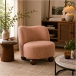 Dave Armless Accent Chair with Wooden Ball Feet- Pink Boucle Fabric