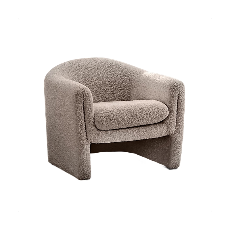 Danie Accent Armchair with U-Shaped Frame- Mushroom Boucle Fabric