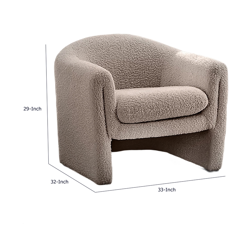 Danie Accent Armchair with U-Shaped Frame- Mushroom Boucle Fabric