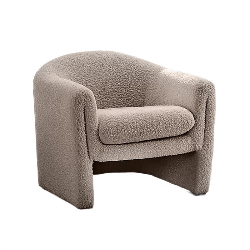 Danie Accent Armchair with U-Shaped Frame- Mushroom Boucle Fabric