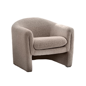 Danie Accent Armchair with U-Shaped Frame- Mushroom Boucle Fabric