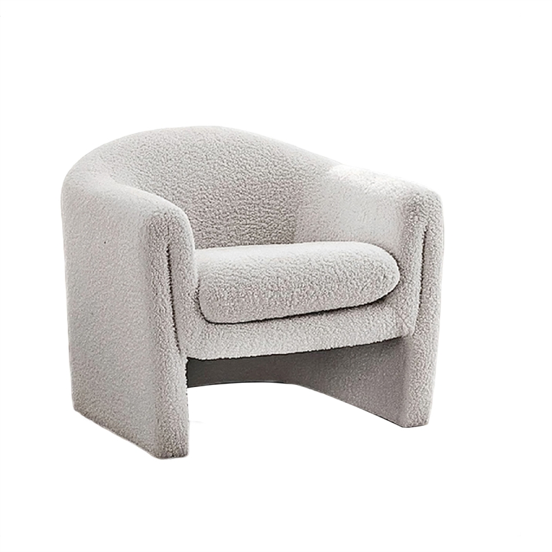 Danie Accent Armchair with U-Shaped Frame- White Boucle Fabric