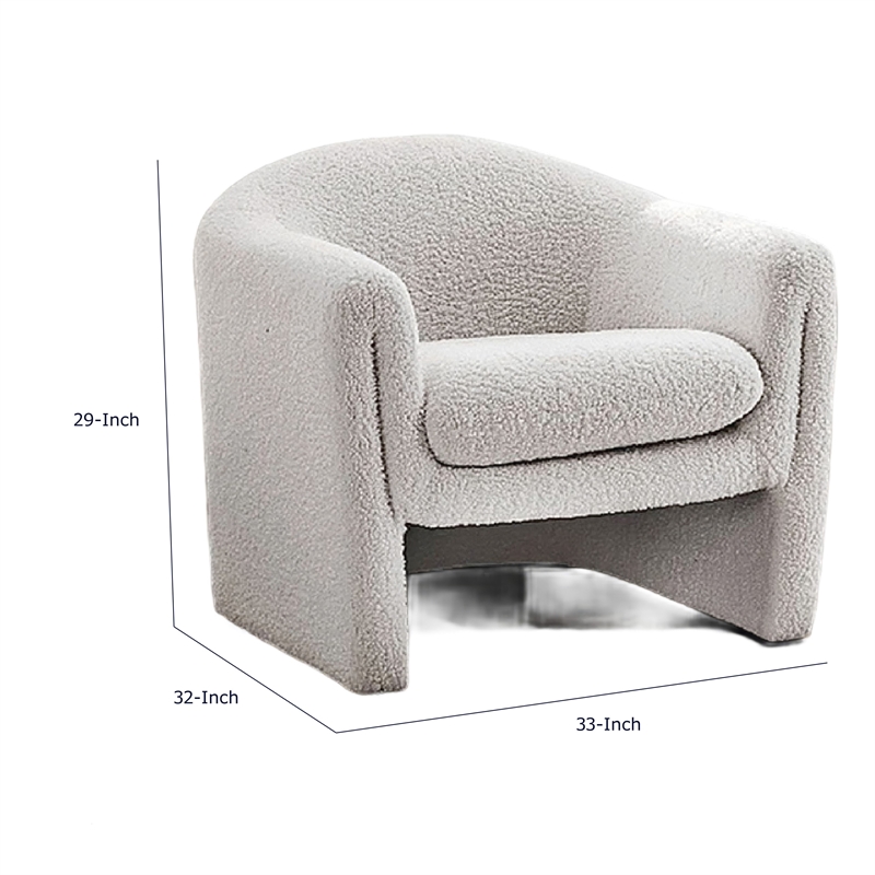 Danie Accent Armchair with U-Shaped Frame- White Boucle Fabric