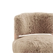 Alco Contoured Accent Chair with Natural Wood Legs- Mushroom Brown Faux Fur