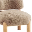 Alco Contoured Accent Chair with Natural Wood Legs- Mushroom Brown Faux Fur