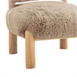 Alco Contoured Accent Chair with Natural Wood Legs- Mushroom Brown Faux Fur