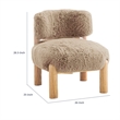 Alco Contoured Accent Chair with Natural Wood Legs- Mushroom Brown Faux Fur