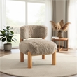 Alco Contoured Accent Chair with Natural Wood Legs- Mushroom Brown Faux Fur