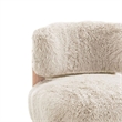 Alco Contoured Accent Chair with Natural Wood Legs- Taupe Brown Faux Fur
