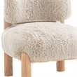 Alco Contoured Accent Chair with Natural Wood Legs- Taupe Brown Faux Fur