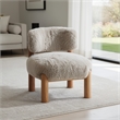 Alco Contoured Accent Chair with Natural Wood Legs- Taupe Brown Faux Fur