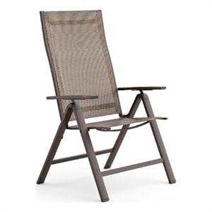 Amey Adjustable Outdoor Chair- Set of 2- Gunmetal Aluminum- Fabric