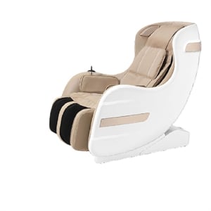 Marty 7 Modes Massage Chair with 3D Back Roller- Beige Faux Leather