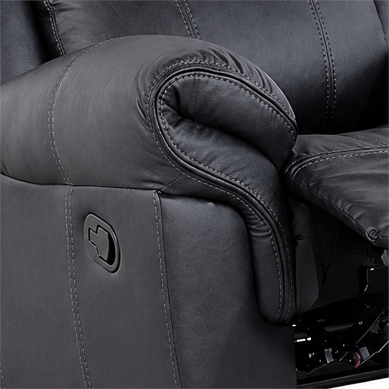 Manual Glider Recliner Chair with Solid Wood Frame- Black Faux Leather