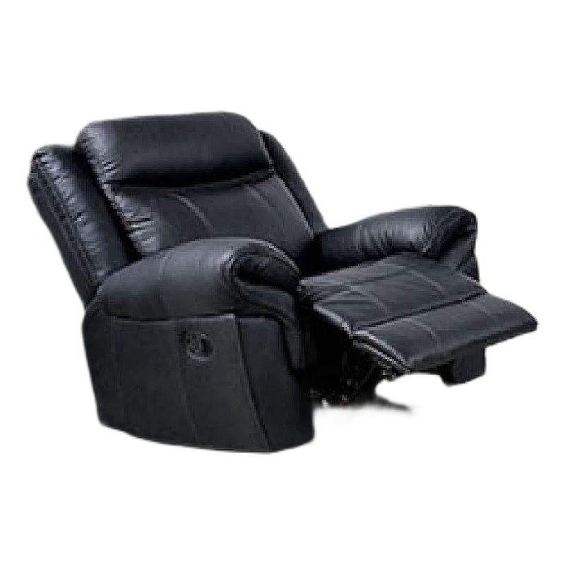 Manual Glider Recliner Chair with Solid Wood Frame- Black Faux Leather