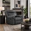 Arisa Manual Glider Recliner Chair w Wood Frame- Dark Gray Faux Leather