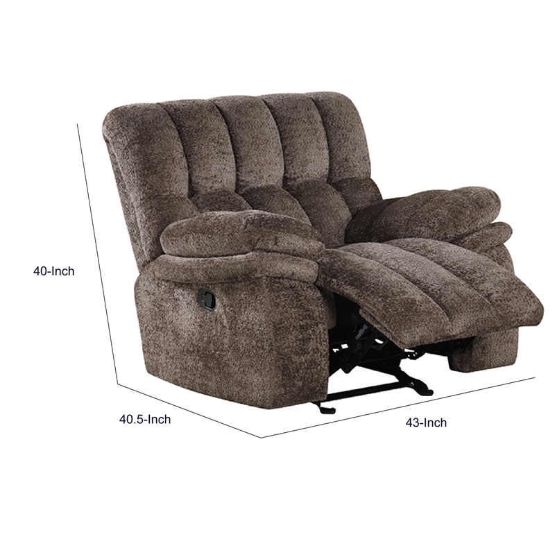 Heya Manual Glider Recliner Chair- Pillow Tufted Dark Brown