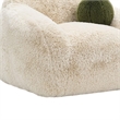 Dera Swivel Barrel Sofa Chair- Olive Green Pillow- Sand Beige Faux Fur