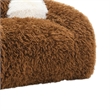 Dera Swivel Barrel Sofa Chair- White Pillow- Camel Brown Faux Fur