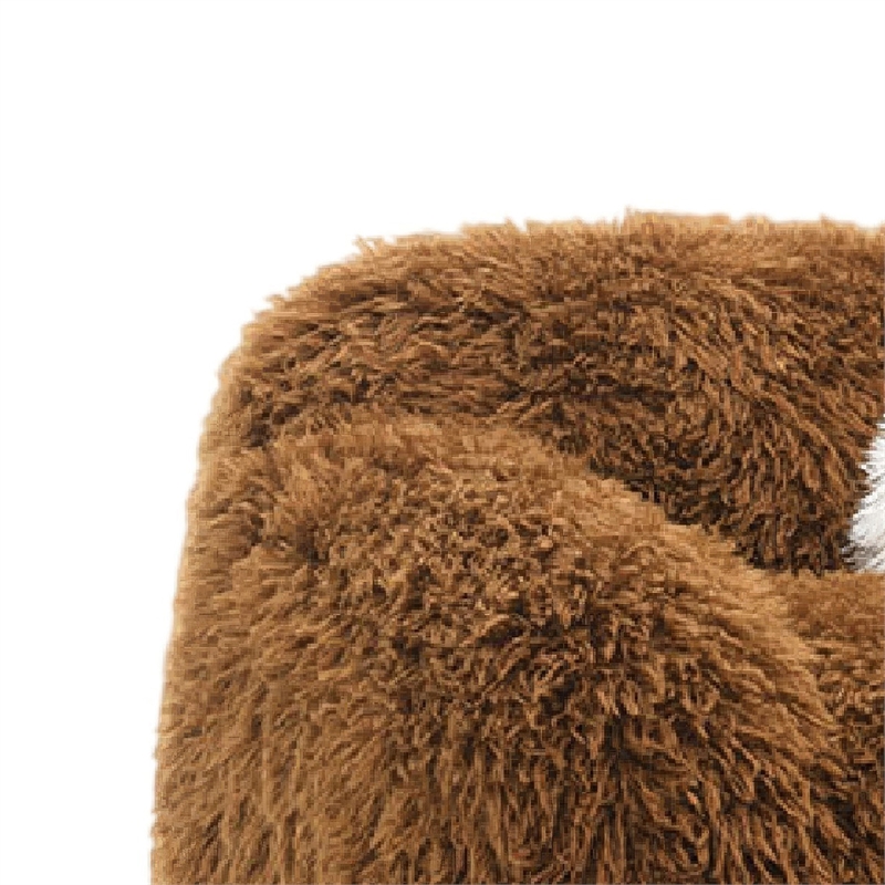Dera Swivel Barrel Sofa Chair- White Pillow- Camel Brown Faux Fur