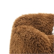 Dera Swivel Barrel Sofa Chair- White Pillow- Camel Brown Faux Fur
