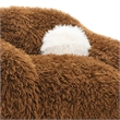 Dera Swivel Barrel Sofa Chair- White Pillow- Camel Brown Faux Fur