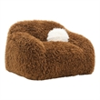 Dera Swivel Barrel Sofa Chair- White Pillow- Camel Brown Faux Fur
