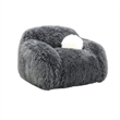 Dera Swivel Barrel Sofa Chair- White Pillow- Dark Gray Faux Fur