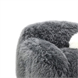 Dera Swivel Barrel Sofa Chair- White Pillow- Dark Gray Faux Fur