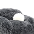 Dera Swivel Barrel Sofa Chair- White Pillow- Dark Gray Faux Fur