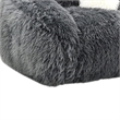 Dera Swivel Barrel Sofa Chair- White Pillow- Dark Gray Faux Fur