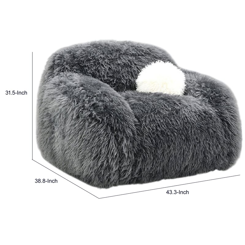 Dera Swivel Barrel Sofa Chair- White Pillow- Dark Gray Faux Fur