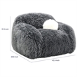 Dera Swivel Barrel Sofa Chair- White Pillow- Dark Gray Faux Fur