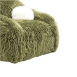 Dera Swivel Barrel Sofa Chair- White Pillow- Plush Green Faux Fur