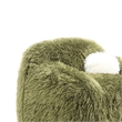 Dera Swivel Barrel Sofa Chair- White Pillow- Plush Green Faux Fur
