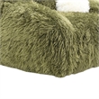 Dera Swivel Barrel Sofa Chair- White Pillow- Plush Green Faux Fur