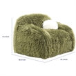 Dera Swivel Barrel Sofa Chair- White Pillow- Plush Green Faux Fur