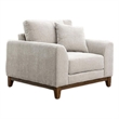 Wera Accent Sofa Chair with 1 Pillow- Light Gray Chenille- Brown Legs