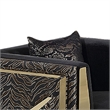 Dero Sofa Chair- Glam Black Velvet- Gold Zebra Print Panels
